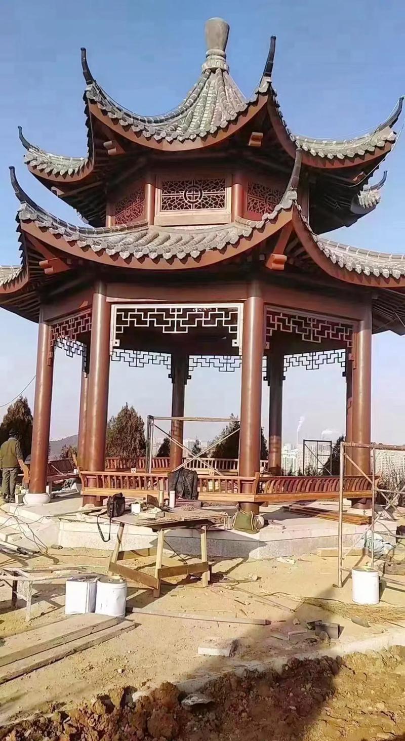 双层古建凉亭系列~#防腐木凉亭#园林景观工程 #他这状态谁